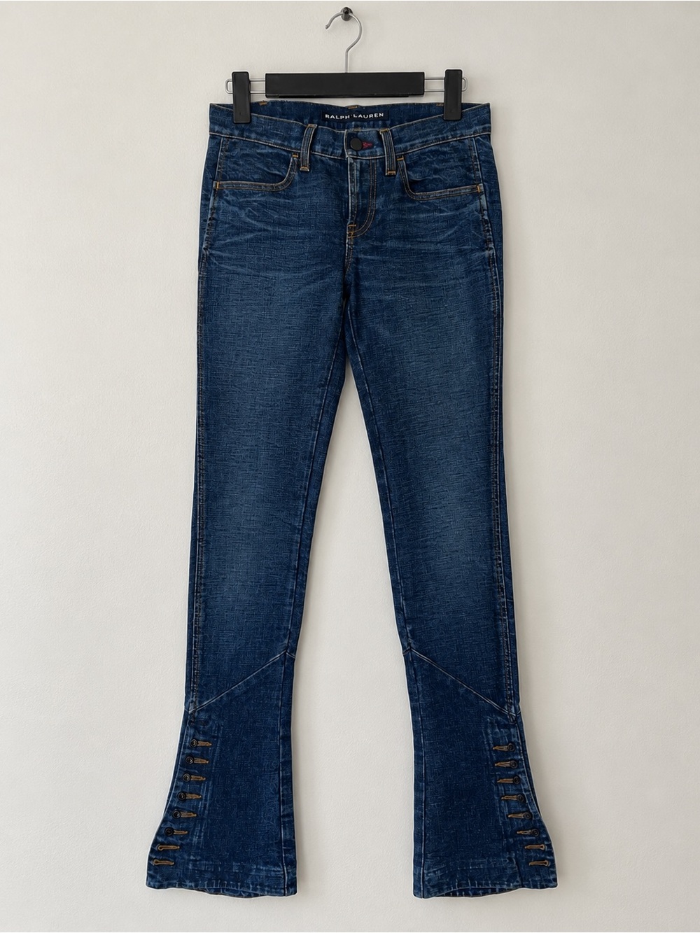 Vintage Ralph Lauren Women's Dark Blue Flared Jeans
